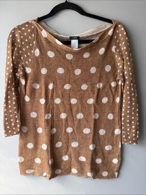 J. Crew Cream Polka Dot Tan Lightweight linen top small